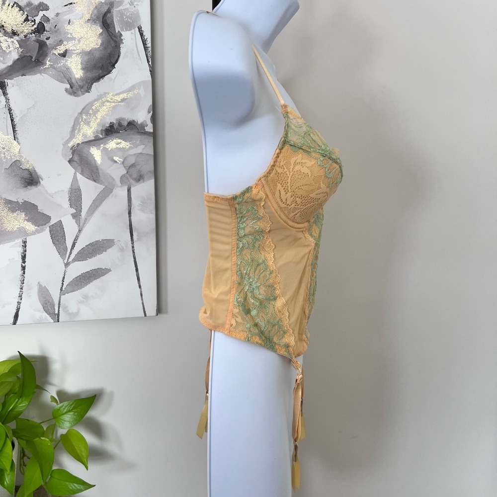 Vintage Corset Mesh Lace Floral Embroidered Coquette Fairy Grunge Y2K Garter - Picture 3 of 9